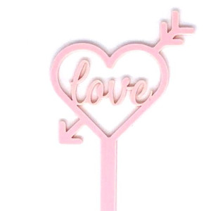 Mini Heart with Arrow Topper - Baby Pink
