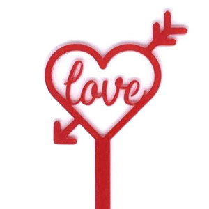 Mini Heart with Arrow Topper - Red