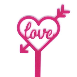 Mini Heart with Arrow Topper - Hot Pink