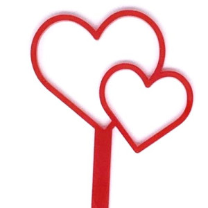 Mini Double Heart Topper - Red