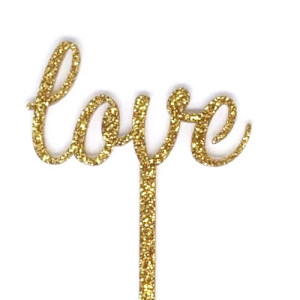 Mini Love Topper - Gold Glitter
