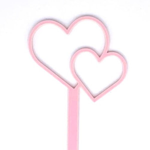 Mini Double Heart Topper - Baby Pink