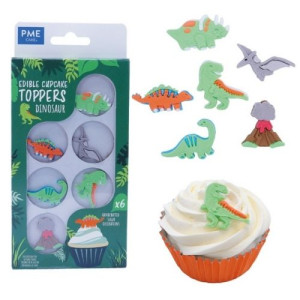 PME Edible Cupcake Toppers - Dinosaur Pk/6