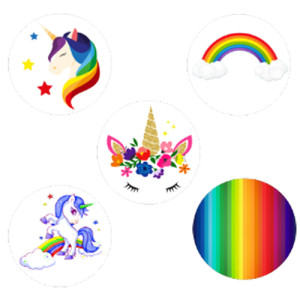 Rainbow Unicorn Cupcake Toppers - 15 x 2"