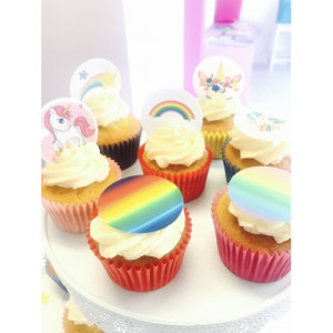 Rainbow Unicorn Cupcake Toppers - 15 x 2"