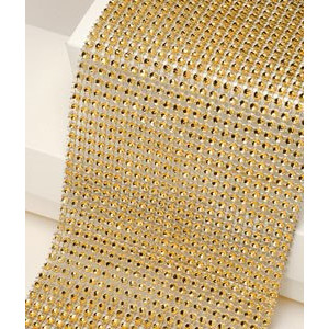12cm Wide Gold Diamante Ribbon 1yard