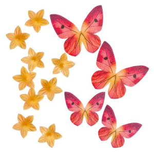 Dekora Mixed Butterflies and Yellow Mini Flowers 