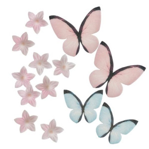 Dekora Mixed Butterflies and Pink Mini Flowers 