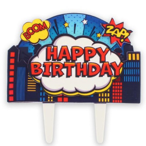Superhero Happy Birthday Gumpaste Cake Topper 