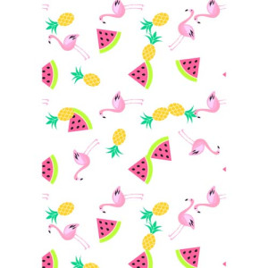 Flamingos & Tropical Fruit Wafer Paper Sheets Pk/2