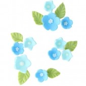 Blue Sugar Flowers & Leaves Pk/16