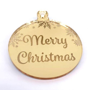 Acrylic Bauble - Gold Mirror Merry Christmas