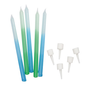 Blue/Green Ombre Candles Pk/12