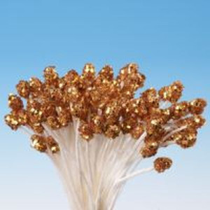 Gold Glitter Round Tip Stamens Pk/144
